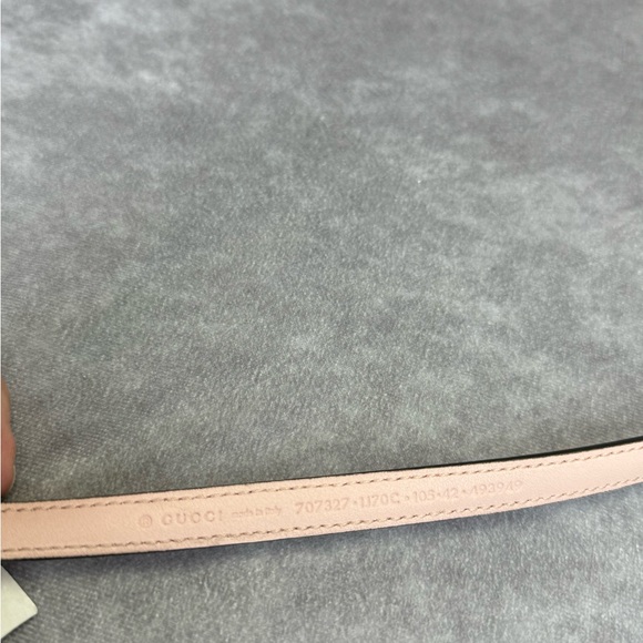 Gucci Slim Patent Powder Pink Leather Marmont Double G Belt 707327 105/42 - Picture 8 of 11